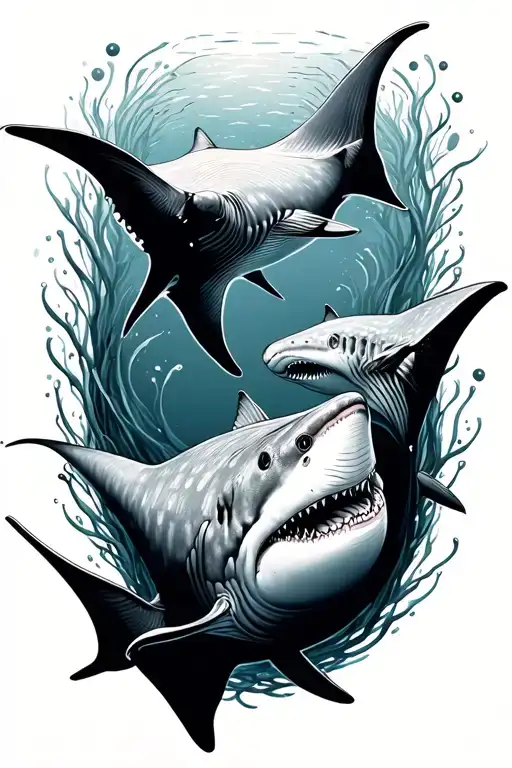 Whaleshark And Manta Ray Gracefully Swimming