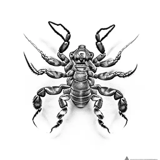A Realistic Black And Grey Portrait Of A Scorpion In A Dynamic Pose