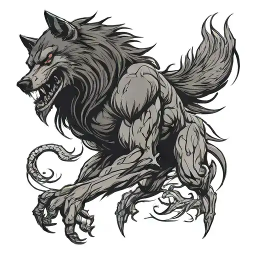Dark Art Tattoo Werewolf Anime