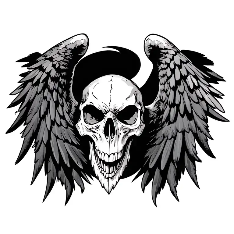 Raven Skull Head And Wings