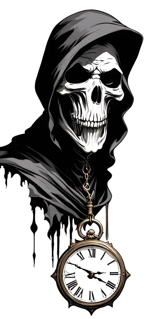 Grim Reaper With A Clock Face