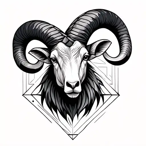 Aries Ram Forearm Surrounded With Thin Geometric Design Incorporating Elements