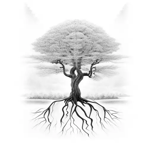 Tall Tree With Roots