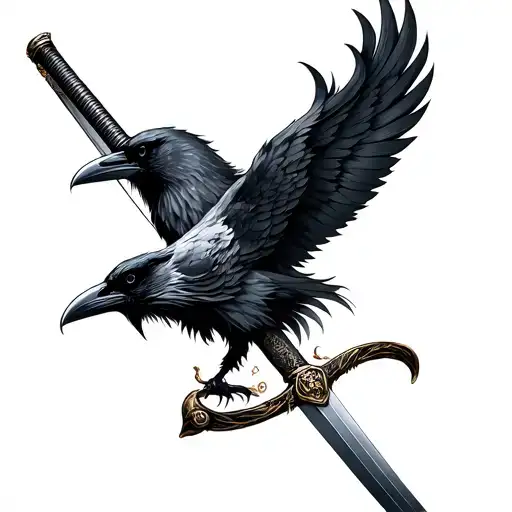 Katana Sword With Raven