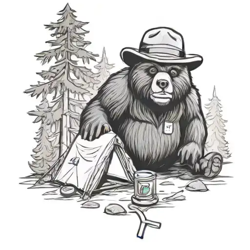 Smokey The Bear In A Campsite
