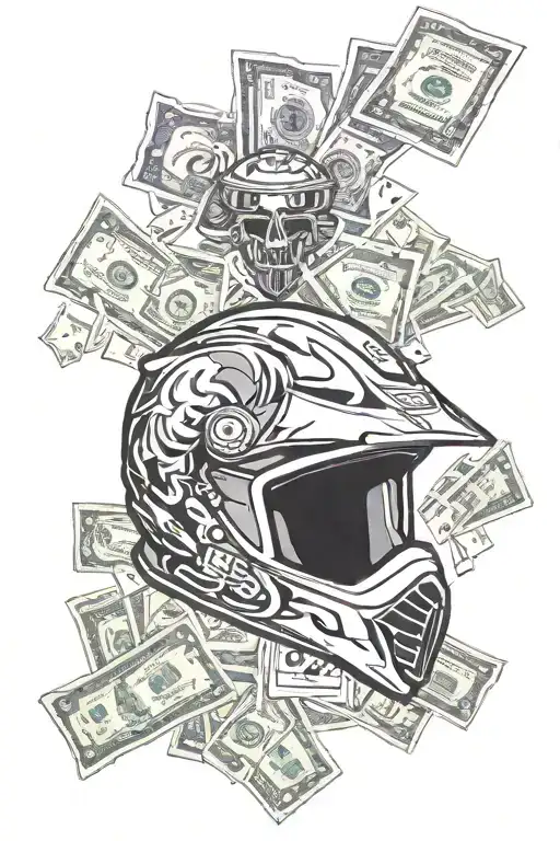 Motocross Helmet Surrounded By English Money And Gambling