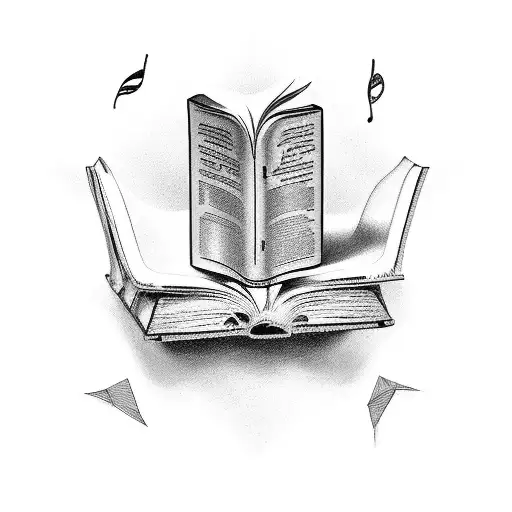 Symbolize The Year 2019 In A Tattoo Design Related To Books And Music