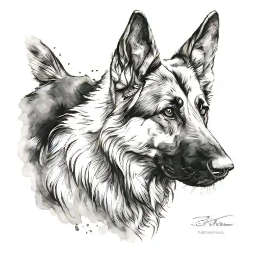 German Shepherd Watercolour