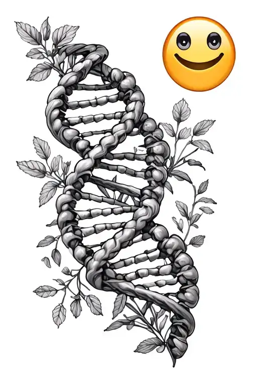 Dna Strand Made Of Marjoram Flower And Happy Emoji