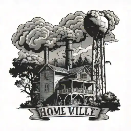 Home Sign From Danville Va With 3 Smoke Stacks And A Water Tower