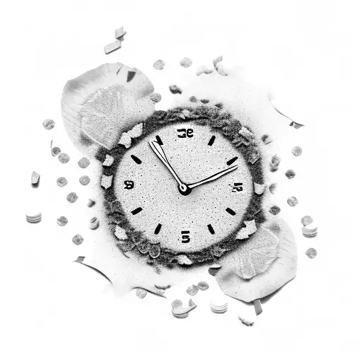 Faceless Clock Crumbling Numbers Into Flower Petals