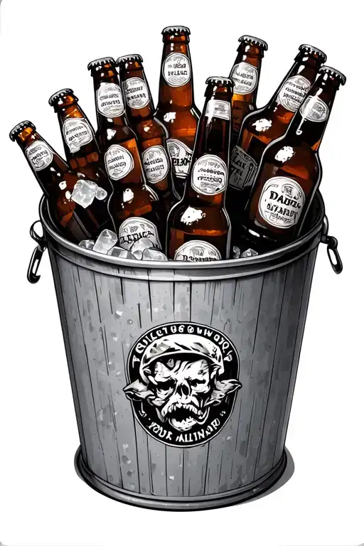 A Bucket Full Of Beer Bottles And Ice
