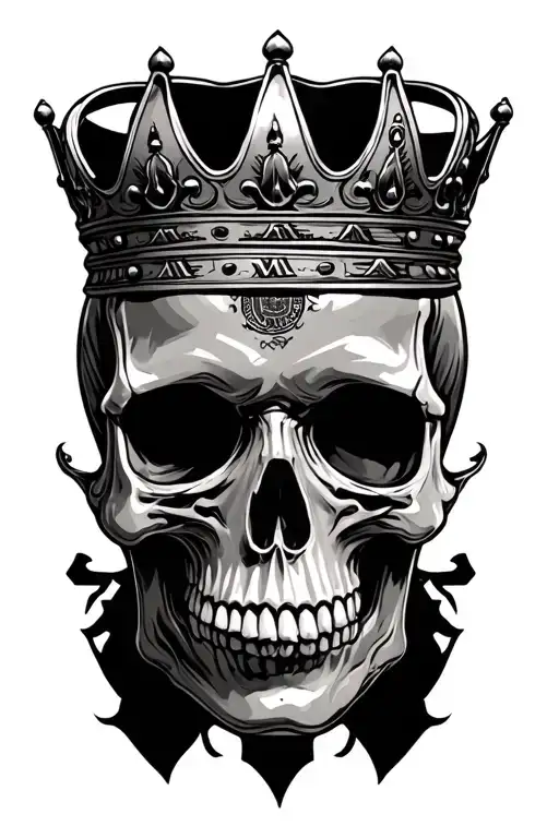 Skull And Tilted Crown Made Of Money