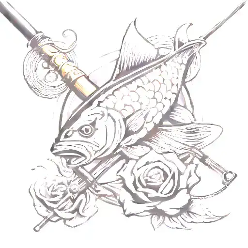 Dad Remembrance Tattoo Including Fishing Rod