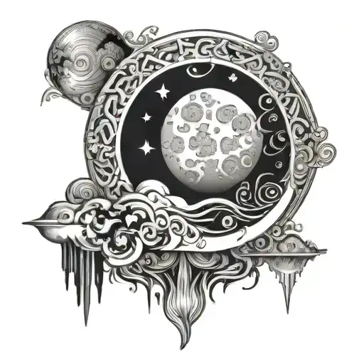 Moon With Abstract Patterns