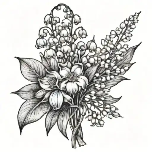 Lily Of The Valley And Chrysanthemum Bouquet Fine Line