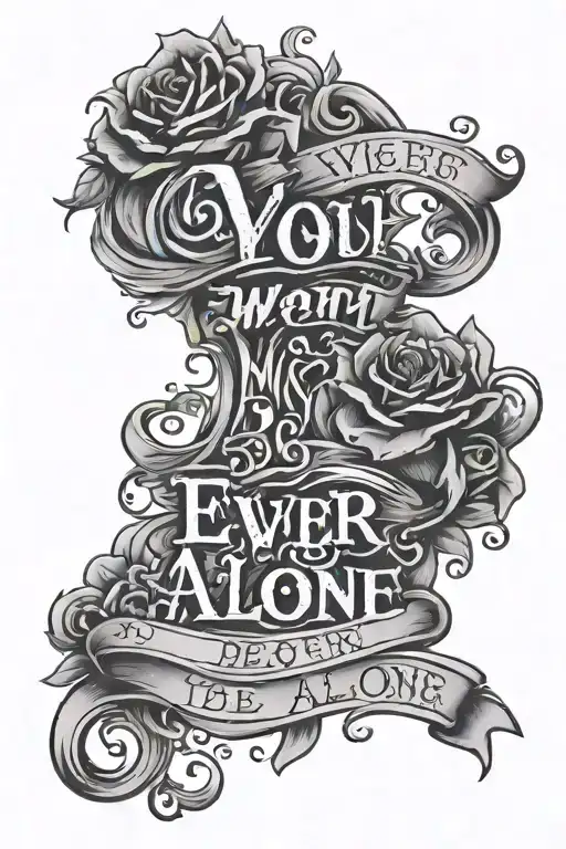 You Won't Ever Be Alone Lettering Tattoo Design