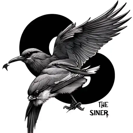 The Word Sinner With Birds