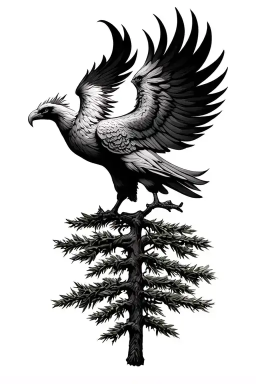 Rising Phoenix And Cedar Tree Of Lebanon Flag
