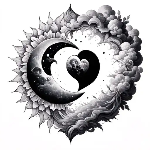 Sun And Moon And Cloud Heart
