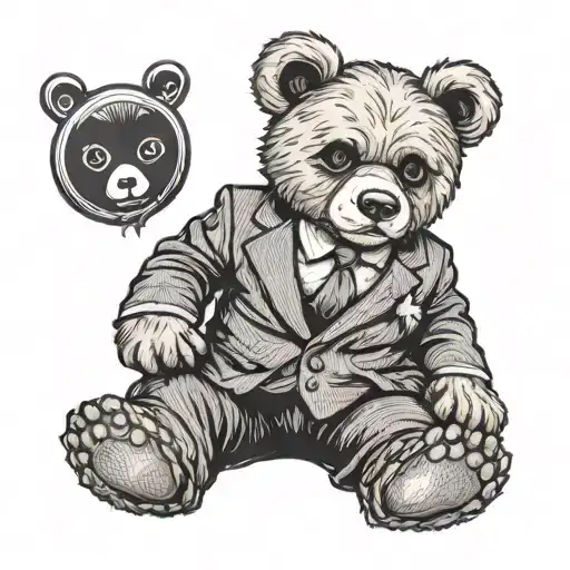 A Teddy Bear In A Suit Instead Of Eye X Sign