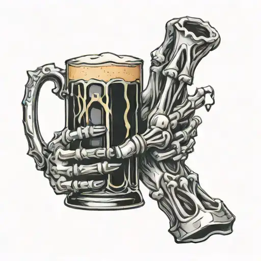 Skeleton Hands Holding Beer Mug