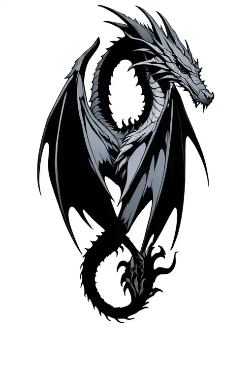 Fantasy Dragon Wings Spread Elegant Minimalist