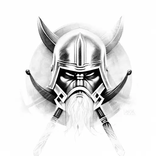 A Black-grey Tattoo Of A Spartan Warrior With The Word 'Discipline' Incorporated Into The Design