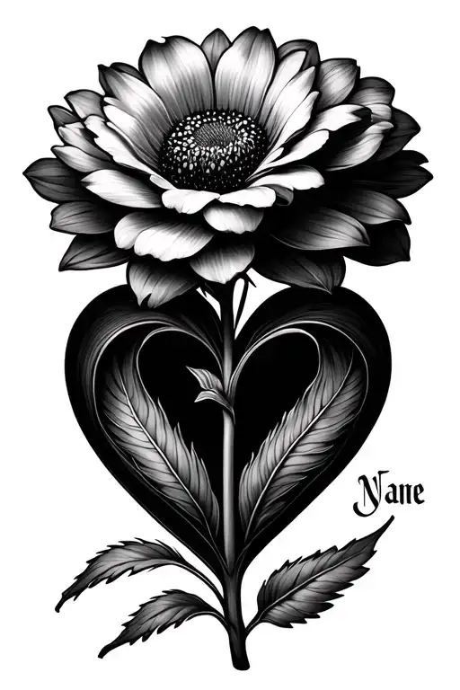 Flower With Name On Stem To Heart Shape