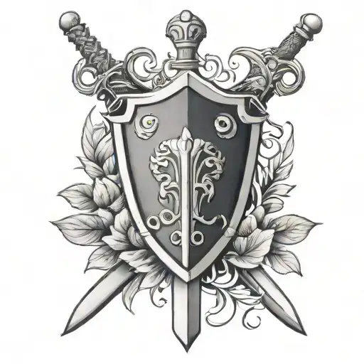 Shield Laurel Wrapping And Sword