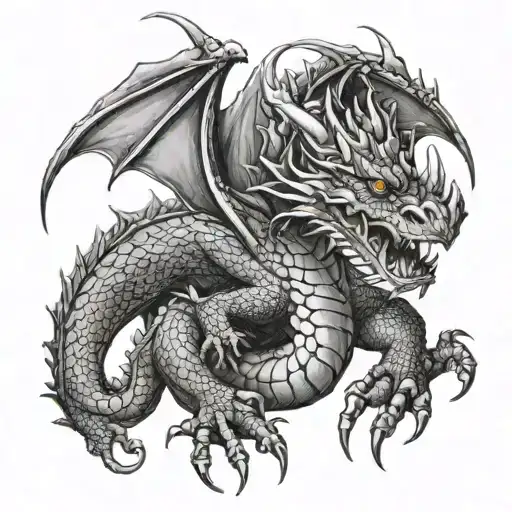 Dragon With 3 Baby Dragon