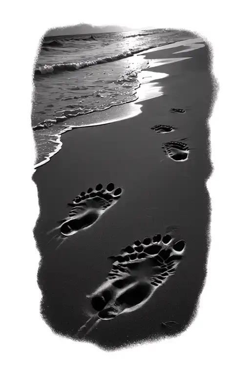 Foot Prints In The Sand On A Beach Scene