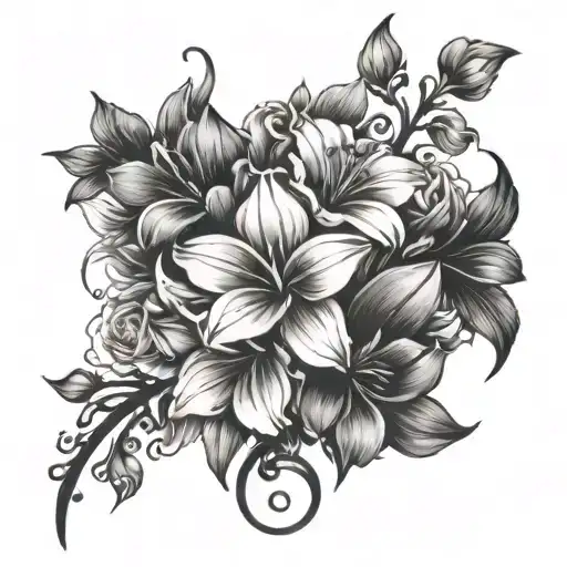 Tattoo Of Flowers Up Spine Gemini Style