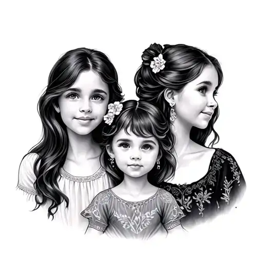 Mom And Two Daughters Dainty