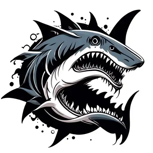 Womb Tribal Tattoo Like With Shark Elements