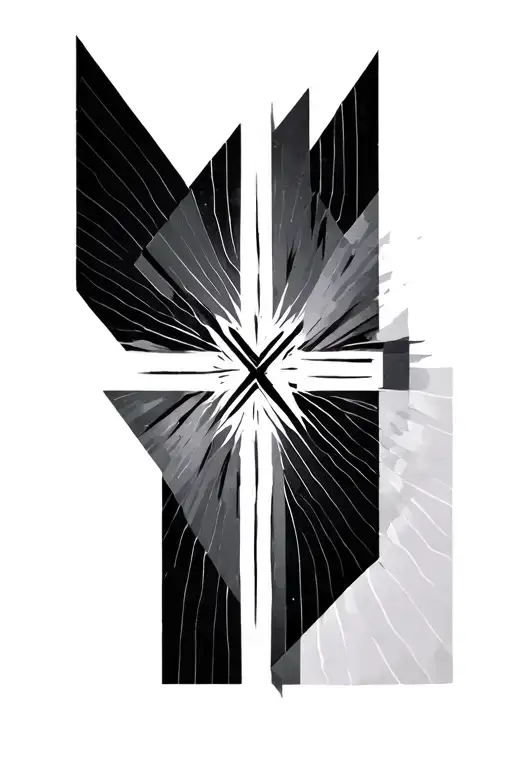 Crosshair Geometric Tattoo With Elongated Vertical Line