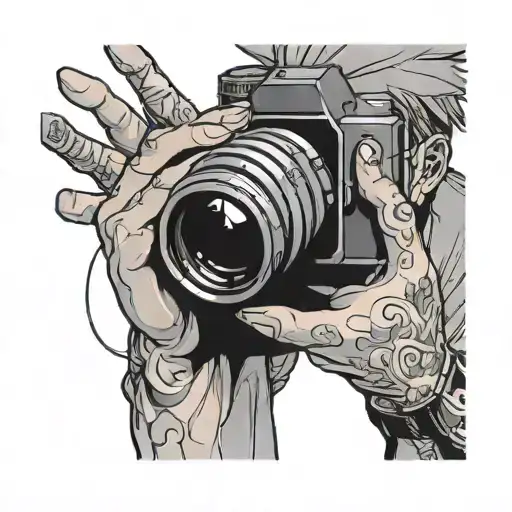 An Anime Character Taking A Photograph Of A Cartoon Character