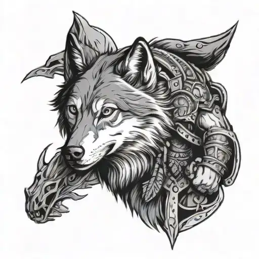 A Wolf And A Warrior Walking Together