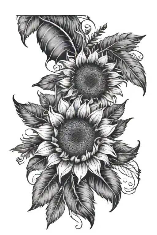 Sunflower And Feathers Hanging