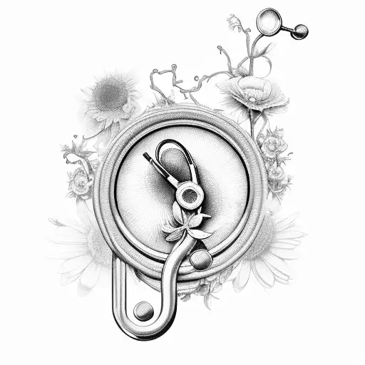A Stethoscope Entwined With A Vine Of Flowers And Bees