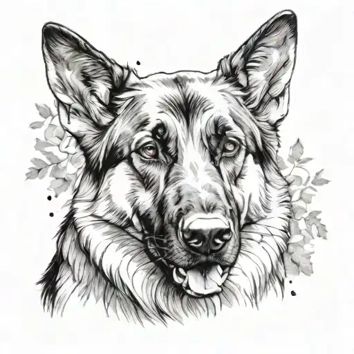 German Shepherd Watercolour Frontal