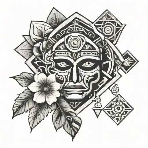 Geometric Chicano Aztec Tribal Sakura
