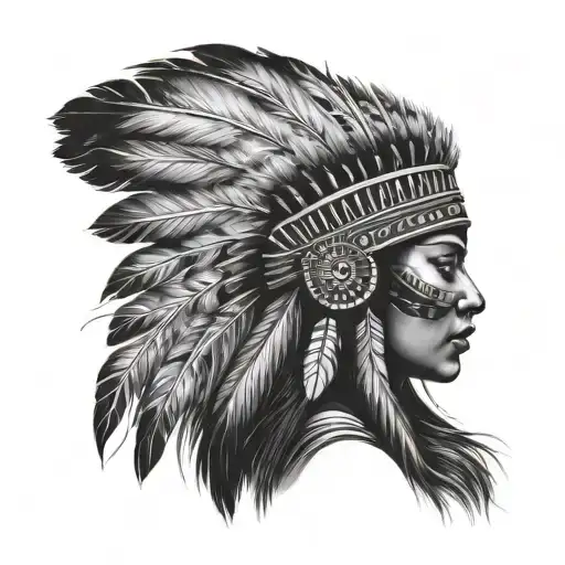 Native Woman Wearing Head Dress