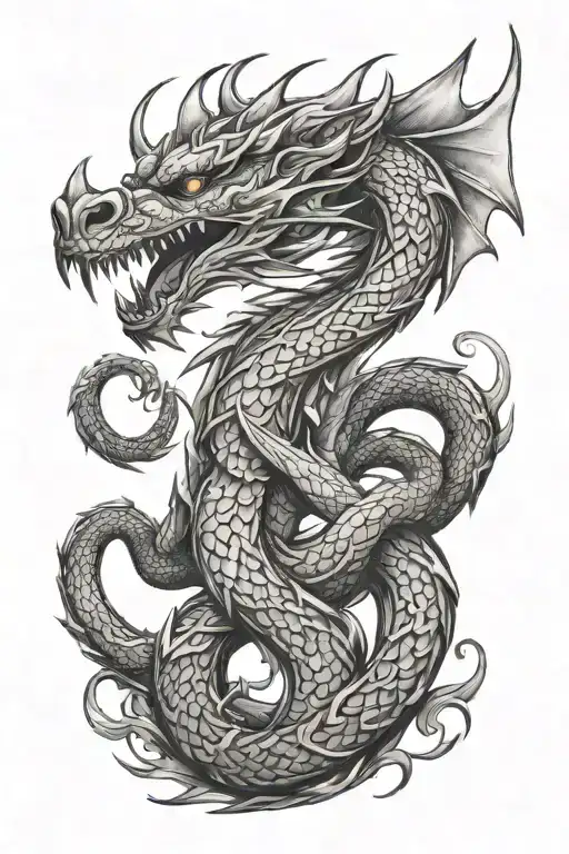 Dragon And Viking Symbol Tattoo Design