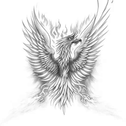Phoenix On Fire Rising From Ashes Detailed