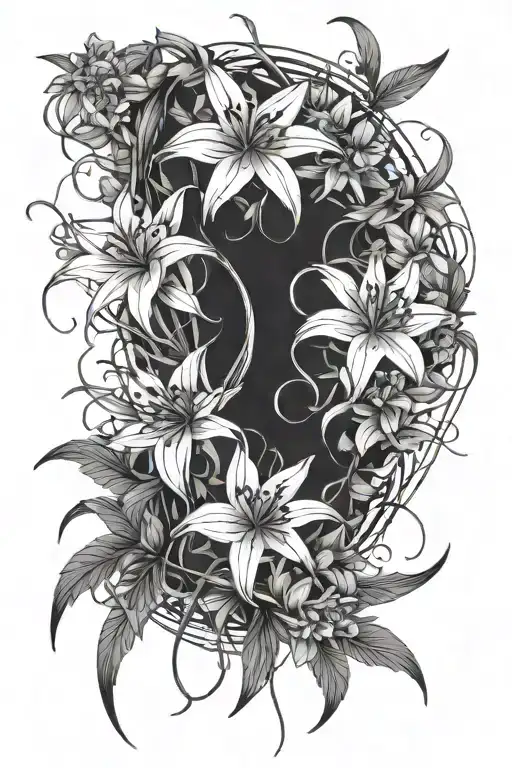 Spider Lilies Scattered Throughout With Vines Growing