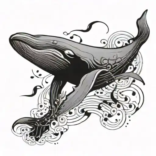 A Gothic Whale Swimming Through A Sea Of Rock Music Notes