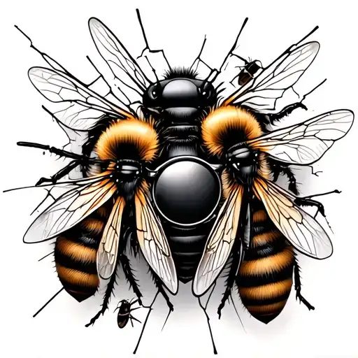 Broken Glasses Surrounded By Bees