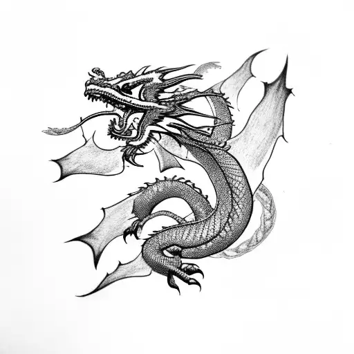 Dragon With Marigold Flower