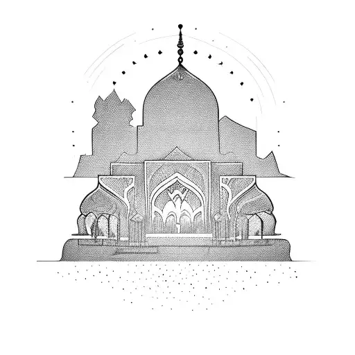 A Silhouette Of The Skyline Of Shiraz With The Sun Shining Brightly Overhead